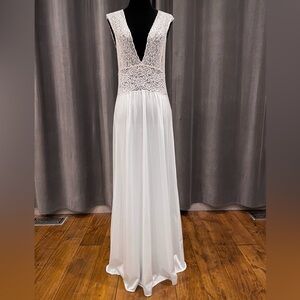 Vintage French Maid nightgown light blue and white